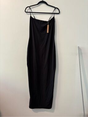New Skims Fits Everybody Long Slip Dress in Onyx Black Size Xl Minimalist